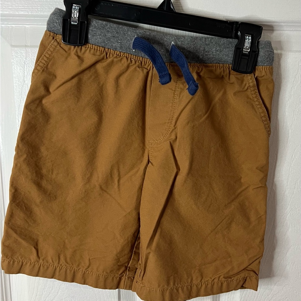 Kids Tan Shorts with Gray Waistband